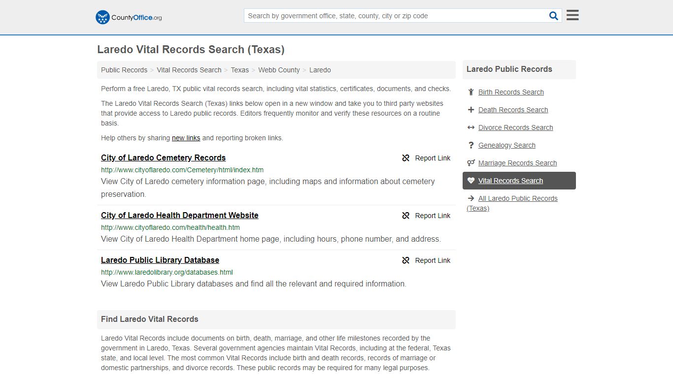 Vital Records Search - Laredo, TX (Birth, Death, Marriage ...